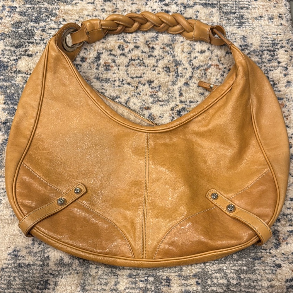 Like New Francesco Biasia Caramel Leather Hobo with Braided Strap